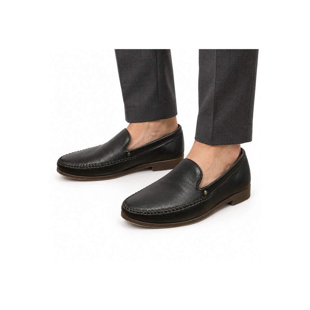 Johnston & Murphy Collection Men's 10M Black Leather Venetian Loafers 24-6187